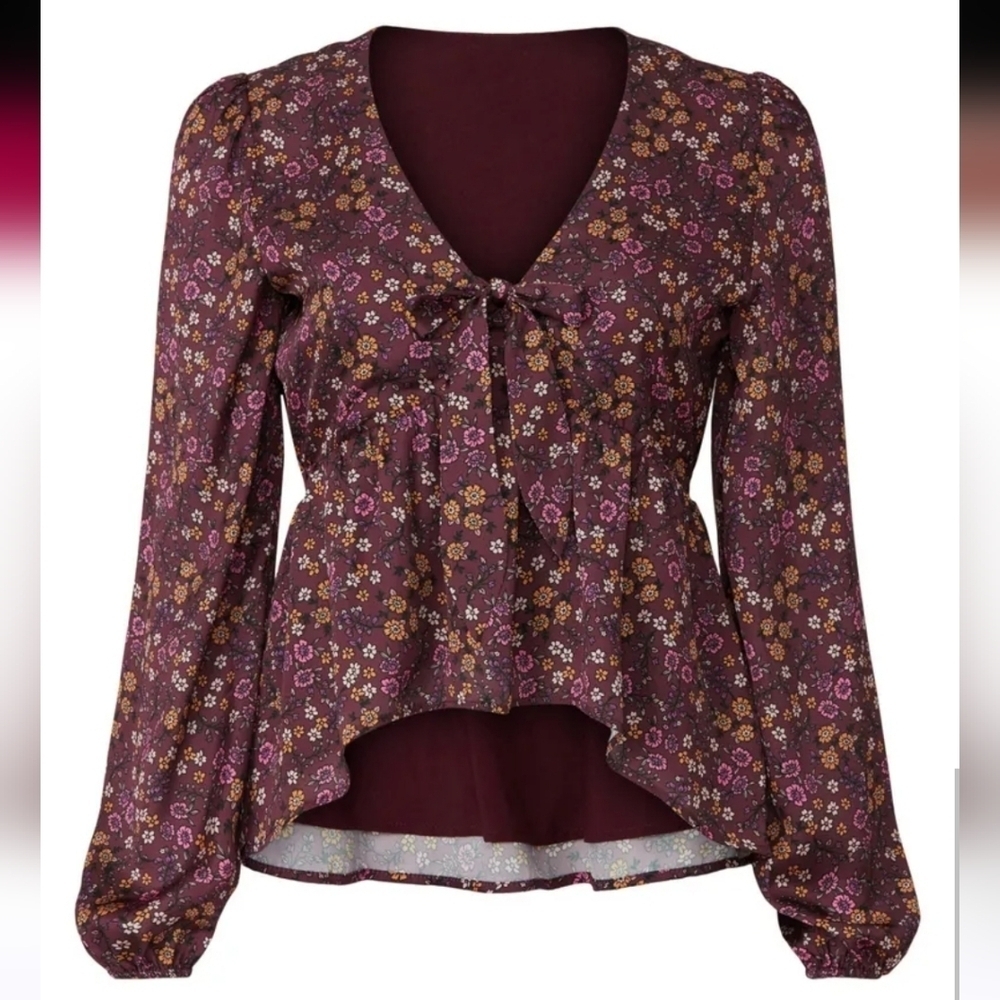 Louna Floral Ruffle Hem Top Women’s Size Small